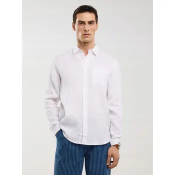 Pánská košile Big Star pánská košile ležérní s dlouhým rukávem regular lněná velikost L