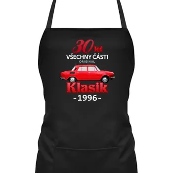 Žertovný předmět 30 let - všechny části originál - Klasik 1996 - zástěra s potiskem- Tričkový.cz