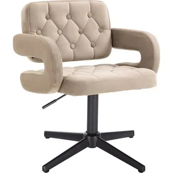 LuxuryForm DESIGN Kosmetická židle ADRIA VELUR na černém kříži - latte