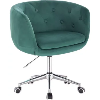 LuxuryForm DESIGN Kosmetické křeslo MONTANA VELUR na stříbrné podstavě s kolečky - zelené