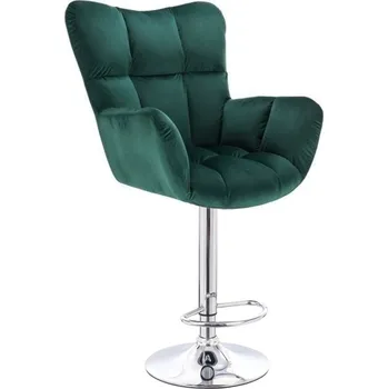 Barová židle LuxuryForm DESIGN Barové křeslo AURORA VELUR na stříbrném talíři - zelené