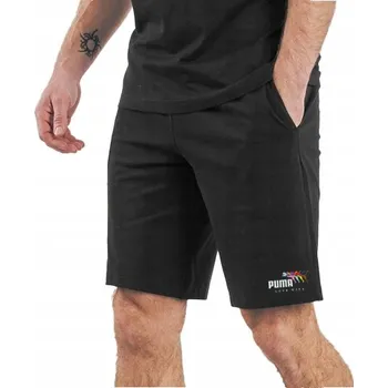 Pánské kraťasy 3229 KRAŤASY Puma PÁNSKÉ SPORTOVNÍ BAVLNĚNÉ KRAŤASY S KAPSY ČERNÉ M