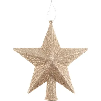 Vánoční dekorace Špice Hvězda 19x19cm, zlatá s glitry