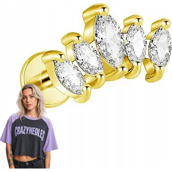 Piercing Labret piercing - ozdobný, zlatý 1,2/6