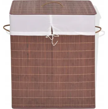 Koš na prádlo obdélníkový hnědý 40 x 30 x 60 cm s vyjímatelným vakem