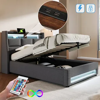 Postel Jednolůžková dřevěná postel Arhatreya 90x200 cm šedá