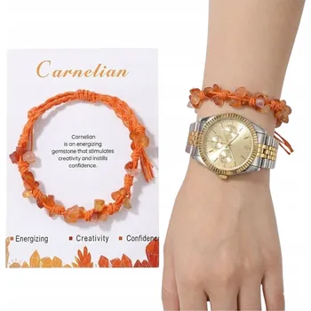 Náramek Karneol Náramek z Přírodních Kamenů na Šňůrce