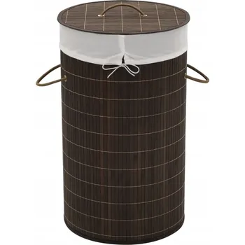 Koš na prádlo Koš na prádlo kulatý tmavě hnědý 35 x 60 cm s polyesterovým sáčkem