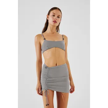 Dámské plavky PLÁŽOVÉ OBLEČENÍ KARL LAGERFELD IKON STRIPE MINI ADJST PAREO WHITE-BLACK STRIPE