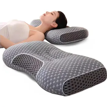 Polštář ORTOPEDICKÝ POLŠTÁŘ VELKÝ PRO SPANÍ NA BOKU PROFILOVANÝ PAMĚŤOVÝ šedý