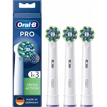 Elektrický zubní kartáček 3 KUSY ORAL-B PRO CROSS ACTION ORIGINÁLNÍ HLAVICE K ZUBNÍMU KARTÁČKU BÍLÉ
