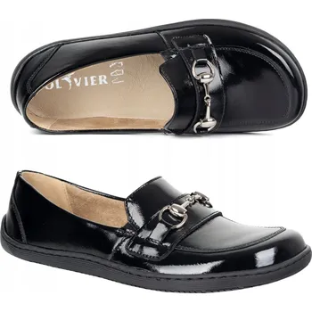 Dámské mokasíny Barefoot lakované kožené mokasíny dámské 1288AR černé zdravé obutí vel. 39