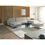 Rozkládací pohovka světle šedá látkové čalounění moderní styl 5místná modulární černé nohy ve tvaru U s lenoškou obývací pokoj Beliani