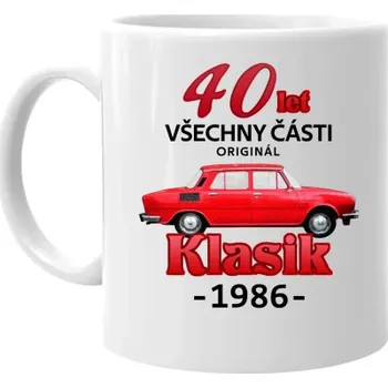 Žertovný předmět 40 let - všechny části originál - Klasik 1986 - hrnek s potiskem- Tričkový.cz