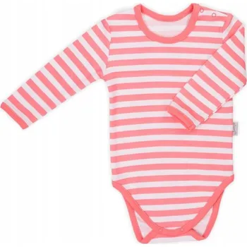 Bavlna body Nicol s dlouhým rukávem, korálové pruhy vel. 68