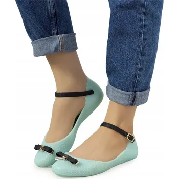 Dámské baleríny Dámské baleríny modré gumové s mašlí a zapínáním 14886 velikost 41