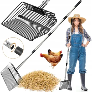 Lopata TELESKOPICKÁ LOPATA NA HNOJ, NASTAVITELNÁ 91-190CM, ŠÍŘKA 30CM, 4V1 (SLEPIČÍNY, PSI)