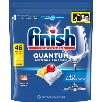 Přípravek do myčky Finish Kapsle do myčky nádobí QUANTUM 34+12 Ks All in One Lemon