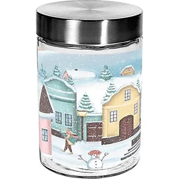 Dóza na potraviny Skleněná dóza na cukroví TORO 1100ml vesnička