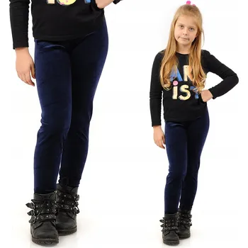 Dívčí legíny Dívčí velurové legíny Kalhoty Getry LAEMI Tmavě modré 122