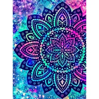 Diamantové malování Diamantové malování/Homfun - Mandala a duhový podklad + třpytivé kamínky