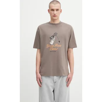 Bavlněné tričko Drôle de Monsieur Le Tshirt Grand HUtel H.TS261.CO002 hnědá 98X, vel. XL