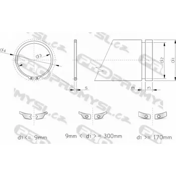 Matice Pojistný kroužek na hřídel DIN 471 - 90 mm nerez A1