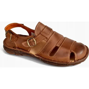 Dámské sandále 042 polské pohodlné kožené sandály MAXIMUS olivově hnědé 41