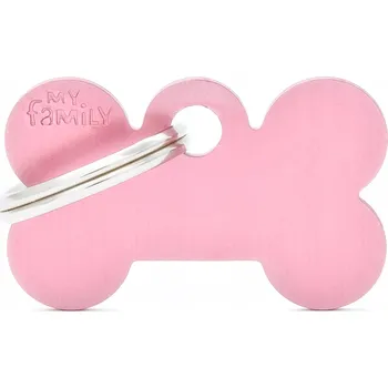 psí známka Identifikační známka ve tvaru kosti My Family růžová