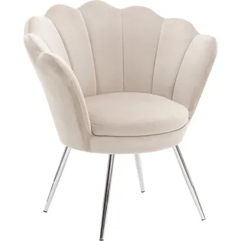 LuxuryForm DESIGN Kosmetické křeslo FREY VELUR se stříbrnými nohami - latte