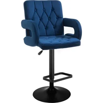 Barová židle LuxuryForm DESIGN Barová židle BOSTON VELUR na černém talíři - modrá