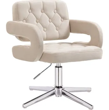 Barová židle LuxuryForm DESIGN Židle ADRIA VELUR na stříbrném kříži - krémová