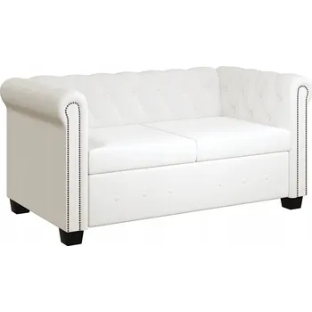 Pohovka Dvoumístná pohovka Chesterfield, bílá, 145,5 x 76 x 70 cm