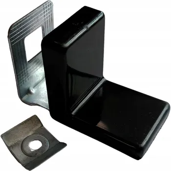Nábytkové kování Nábytkový úhelník s úchytem L, kovová podpěra + krytka ČERNÁ