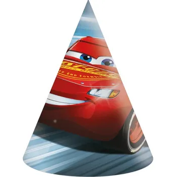 Čepice NAROZENINOVÉ ČEPIČKY AUTA CARS DISNEY 6 KS SAMOLEPKY AUTA AUTÍČKA NAROZENINY ČEPICE