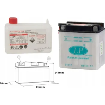 Motobaterie LANDPORT AKUMULÁTOR YB10L-A2 (MD LB10L-A2) 12V 11AH 136X91X146 (GB10LA2) BEZ ÚDRŽBY