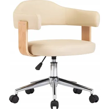 Otočná židle krémová, 55 x 50 x (70-78) cm, umělá kůže