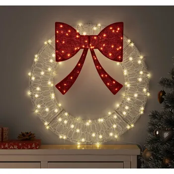 Vánoční dekorace vidaXL Věnec s 60 LED diodami Teplá bílá 76 x 8.5 x 76 cm Akryl [42019121]