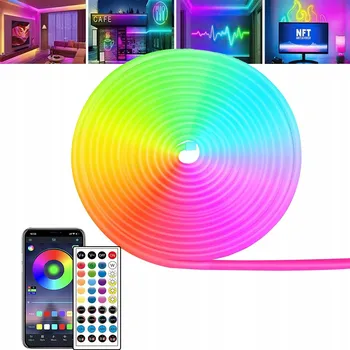 LED páska Neonová LED RGB Páska s Aplikací, Dálkový Ovladač a Voděodolností, 24V, 10m
