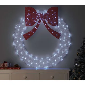 Vánoční dekorace vidaXL Věnec s 150 LED diodami Studená bílá 120 cm Akryl [42019130]