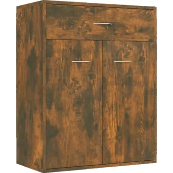 Komoda Minimalistická komoda se zásuvkou a 2 dvířky, kouřový dub, 60x30x75 cm