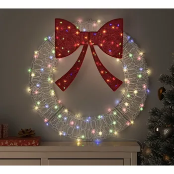 Vánoční dekorace vidaXL Věnec s 60 LED diodami Vícebarevný 76 x 8.5 x 76 cm Akryl [42019124]