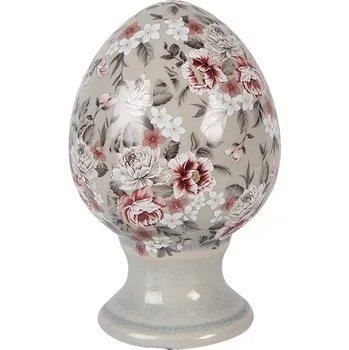 Zelené keramické vajíčko s květy Floria S - Ø 9*14 cm