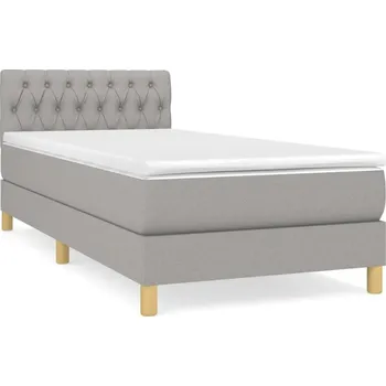 Postel Kontinentální postel světle šedá 203 x 100 x 78/88 cm s matrací 100 x 200 x