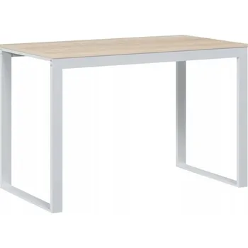 Psací stůl Počítačový stůl 110 x 60 x 73 cm, bílý a dubový, kovový rám