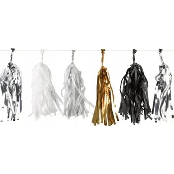 Girlanda s třásněmi Amscan černo-stříbrno-zlato-bílá 400 cm