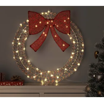 Vánoční dekorace vidaXL Věnec s 60 LED diodami Teplá bílá 75 cm PET [42019133]