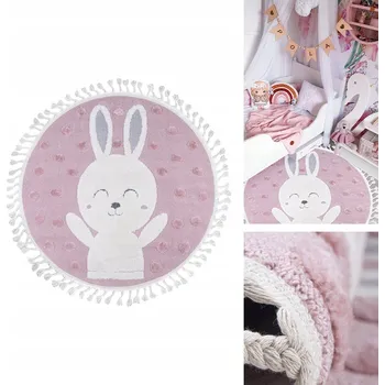 Koberec Kulatý dětský koberec 100x100 Skandi Kids růžový koberec pro dívky