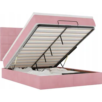 Postel Růžový otomanový rám postele s matrací 203 x 144 x 118/128 cm