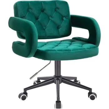 LuxuryForm DESIGN Kosmetická židle ADRIA VELUR na černé podstavě s kolečky - zelená